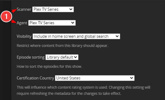 Plex Settings - Libraries - TV