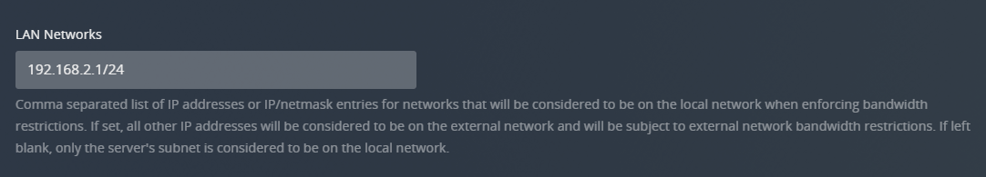 Settings - Network - LAN Networks